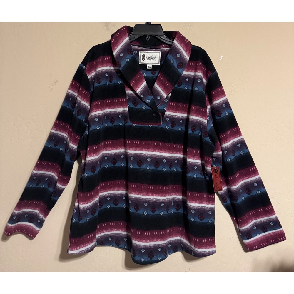 Outback Trading Company Tory Pullover Fleece Jacket Women 2X WisteriaWestern NEW